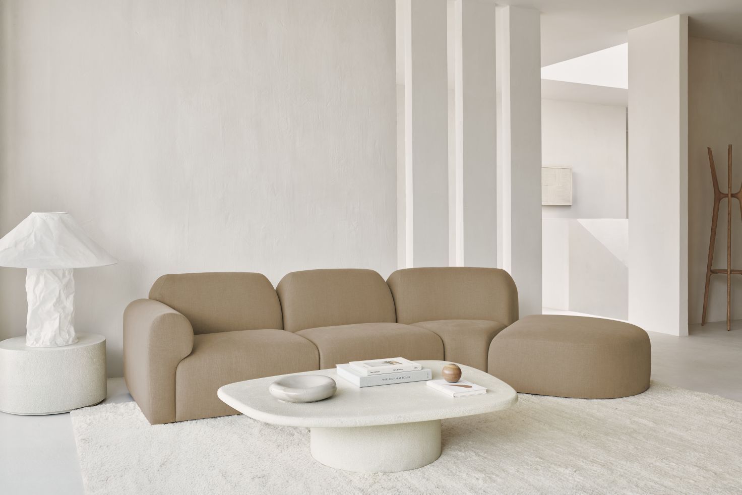 Bulky halbrunder Hocker Light Sepia Ethnicraft