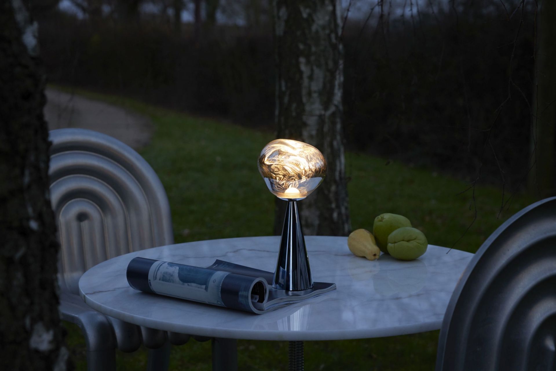 Melt Portable LED Tischleuchte Silber Tom Dixon