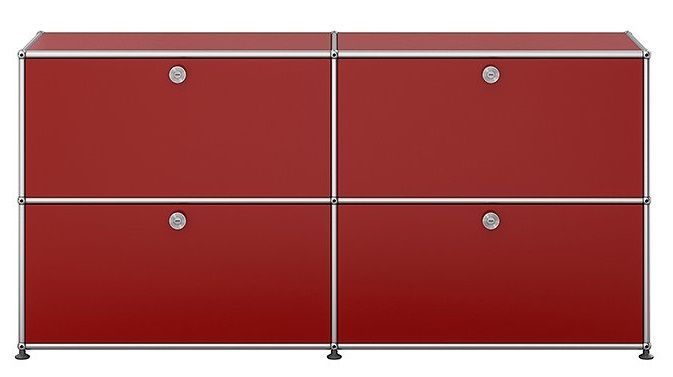 USM Haller Sideboard mit 4 Klappen – QUICK SHIP - rubinrot