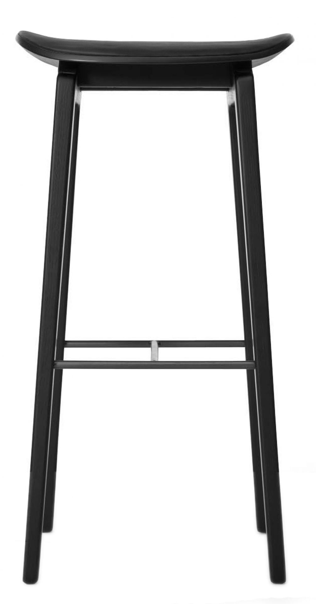 NY11 New York Barhocker gepolstert NORR11 Eiche schwarz Leder Ultra schwarz 75 cm