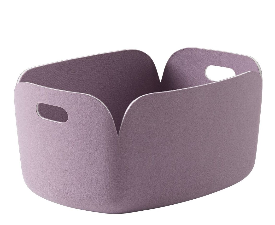 Muuto Restore Storage Basket in Dusty Lilac: Filzkorb für Aufbewahrung mit Griffen.