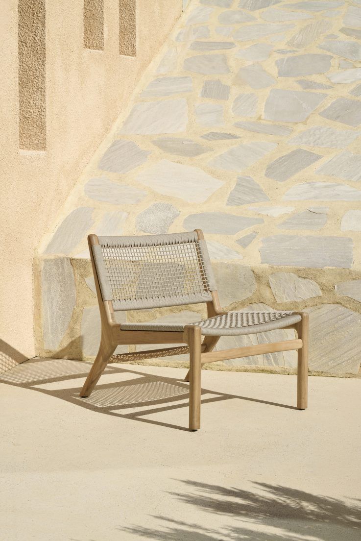 Jack Woven Outdoor Loungsessel Teak Kordel Beige Ethnicraft