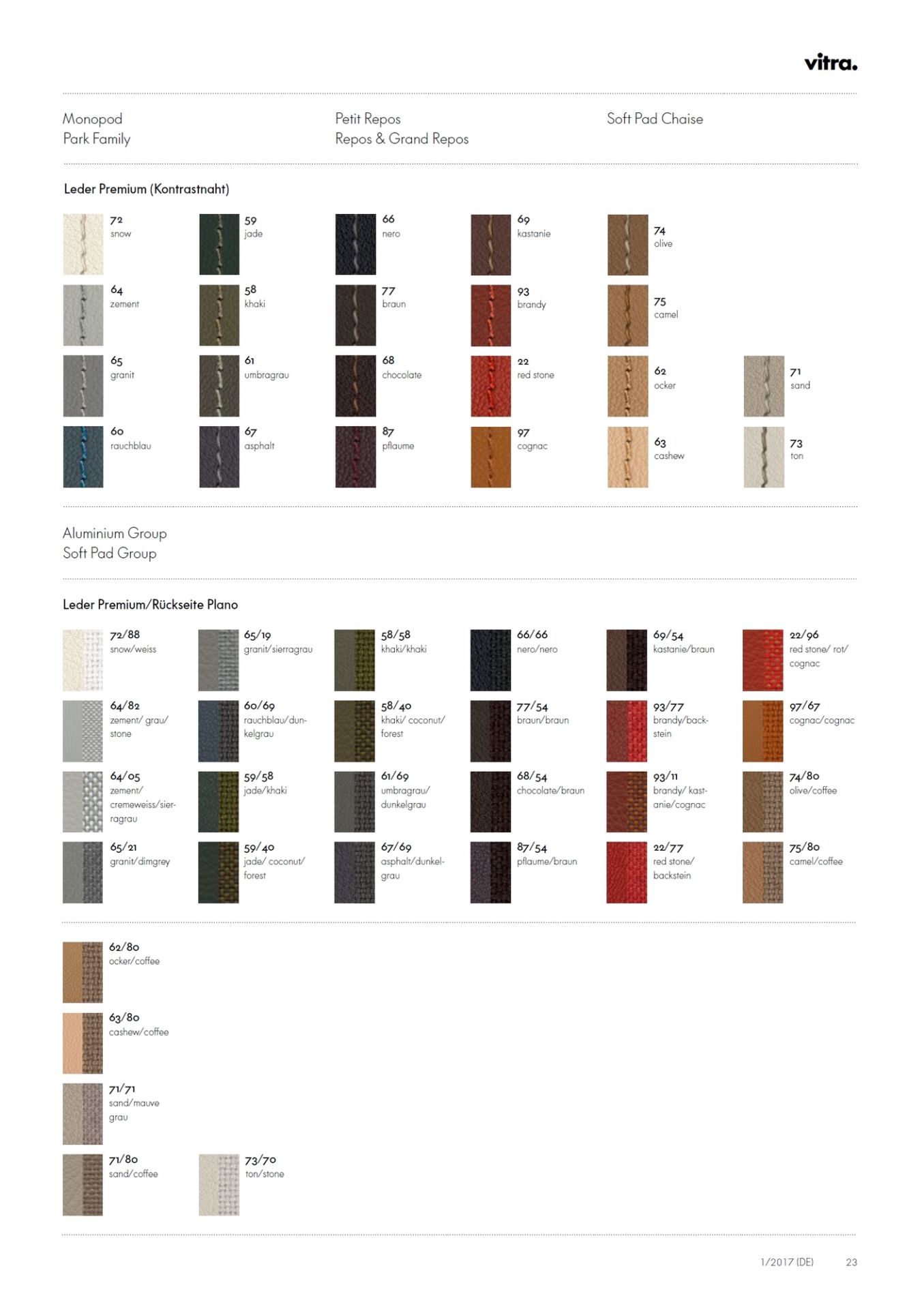 Ledermusterkarte Leder Premium Vitra