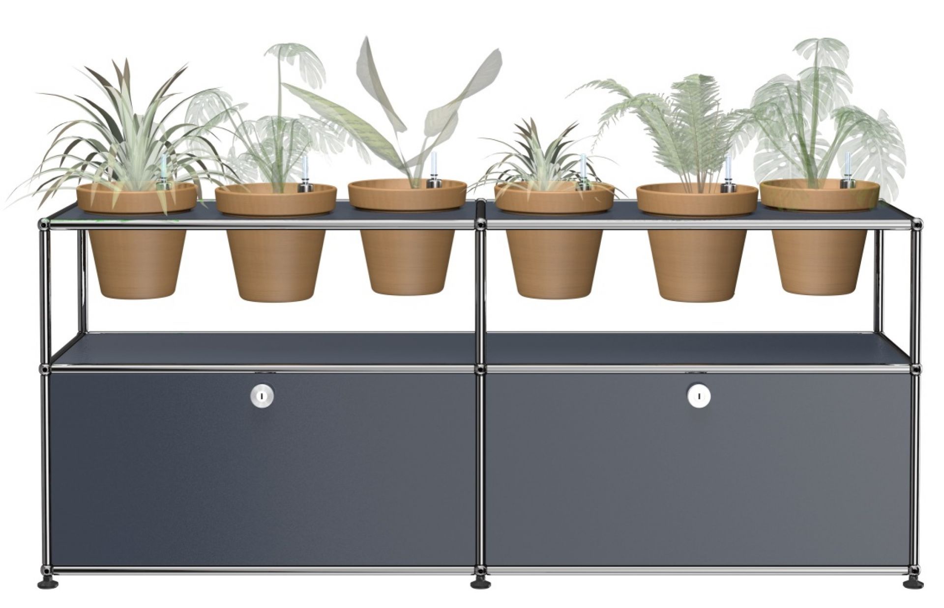 Pflanzenwelten Sideboard Konfiguration 2 USM Haller Anthrazitgrau