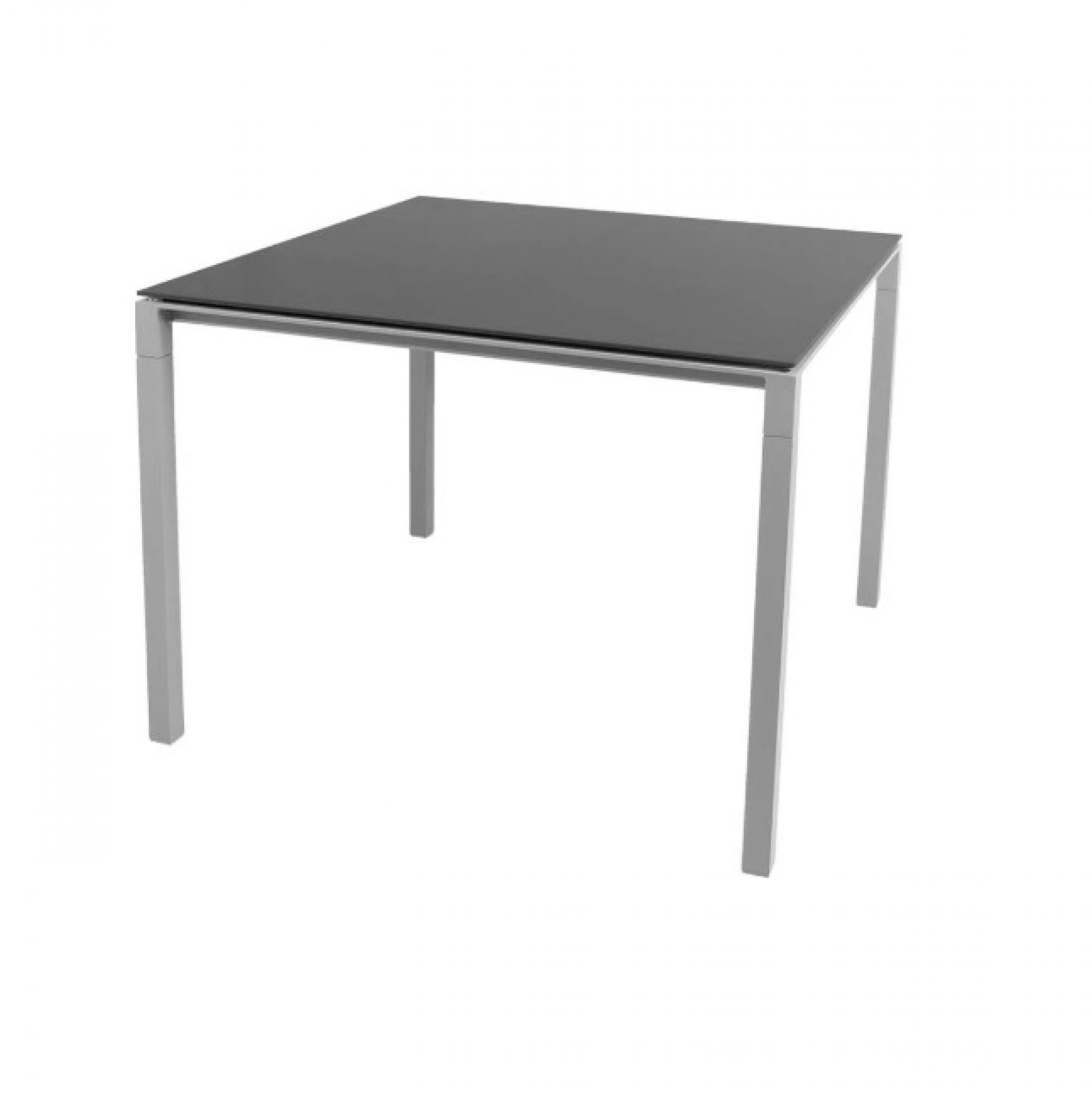 Pure Outdoor Esstisch klein B 100 x T 100 x H 74 cm Cane-Line Gestell hellgrau Platte schwarz