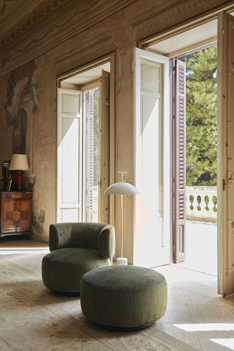 K-Wait Hocker Chenille Grün Kartell