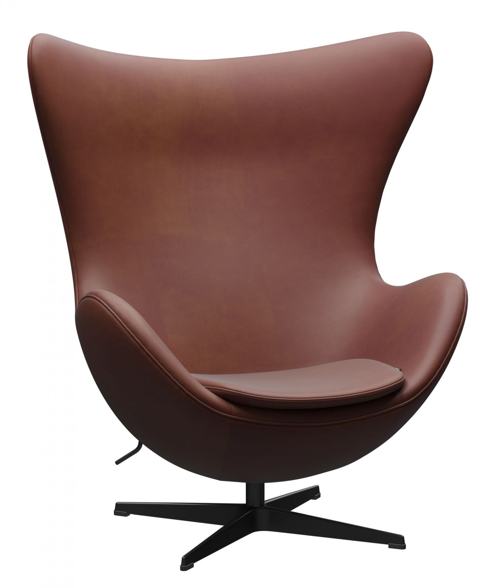 Das Ei / Egg Chair Sessel Fritz Hansen Jubiläumsmodell Leder Grace Kastanie
