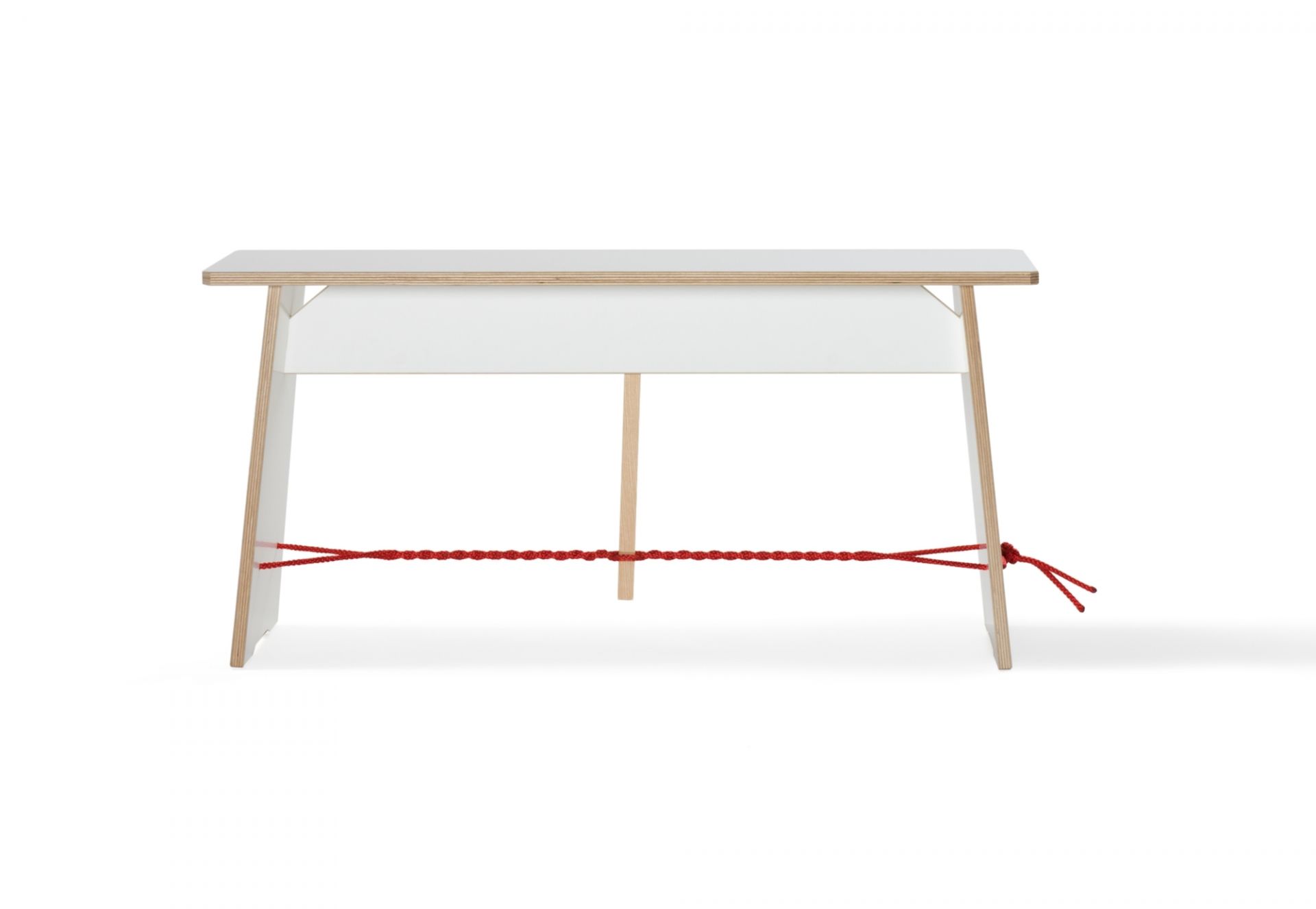 Langer Max Sitzbank 90 cm weiss Seil rot Nils Holger Moormann