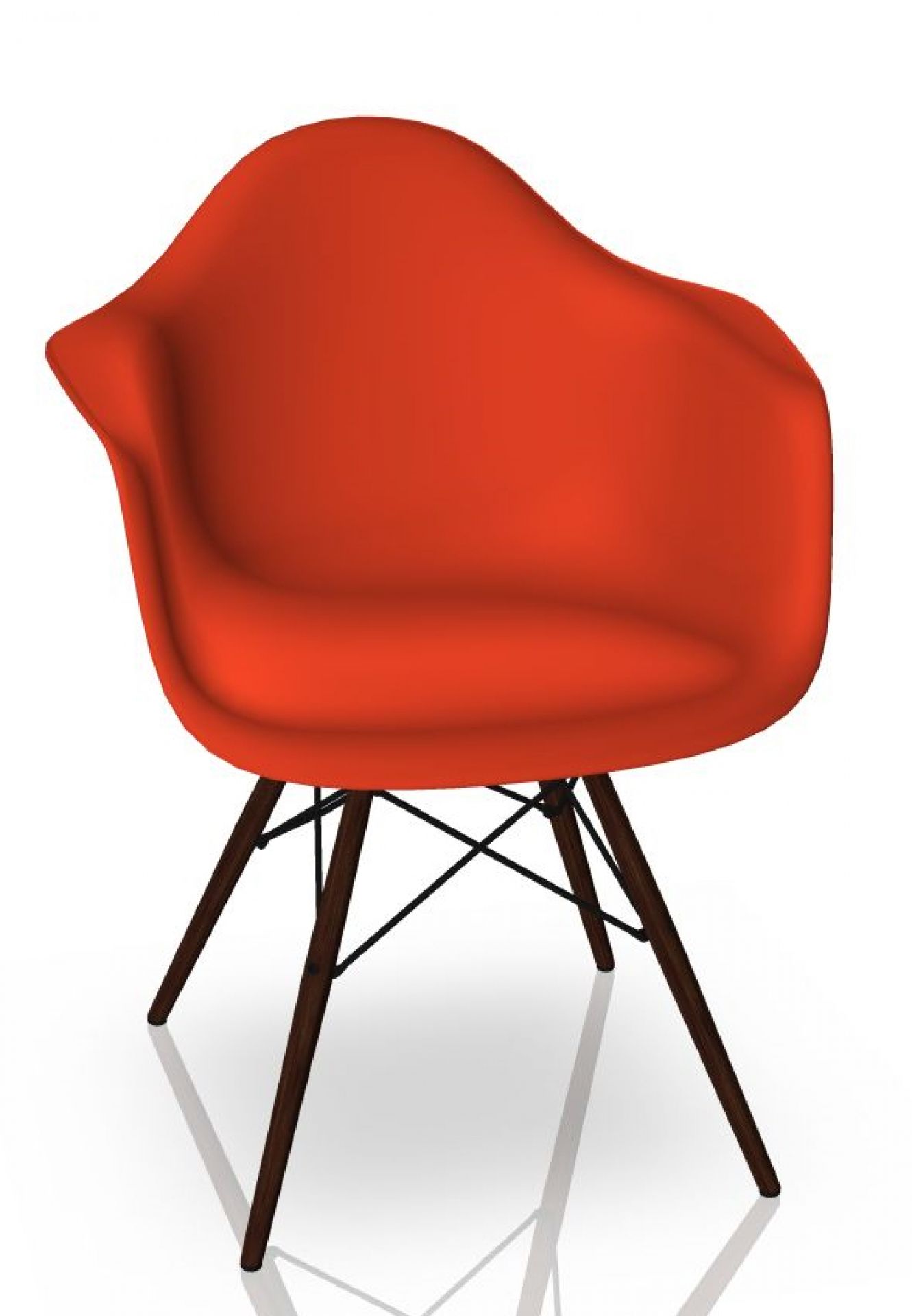 Eames Plastic Arm Chair DAW Stuhl Vitra Ahorn dunkel - Poppy red